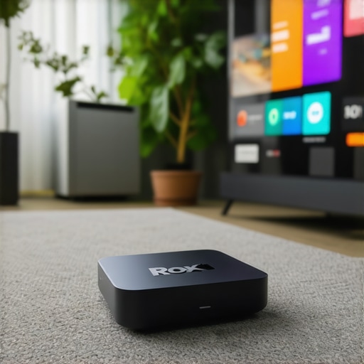 Modern living room with Roku device connected to a 4K TV