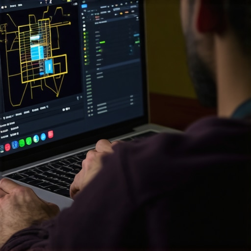 Person analyzing Wi-Fi network performance with a laptop and network analyzer app.