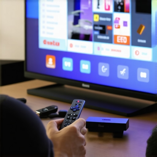 Person fixing or configuring a Roku device to improve streaming performance.