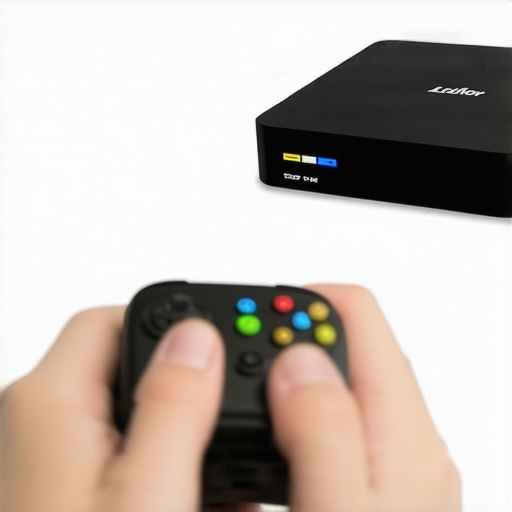 Person adjusting advanced firmware and setting options on an Android TV box for optimal performance.