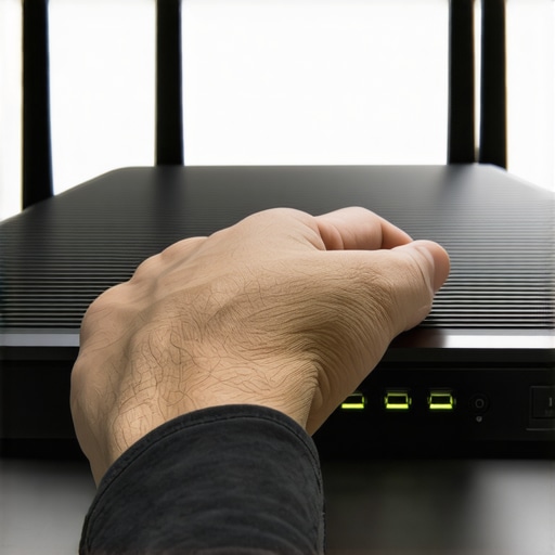 Person configuring Wi-Fi router to improve streaming quality